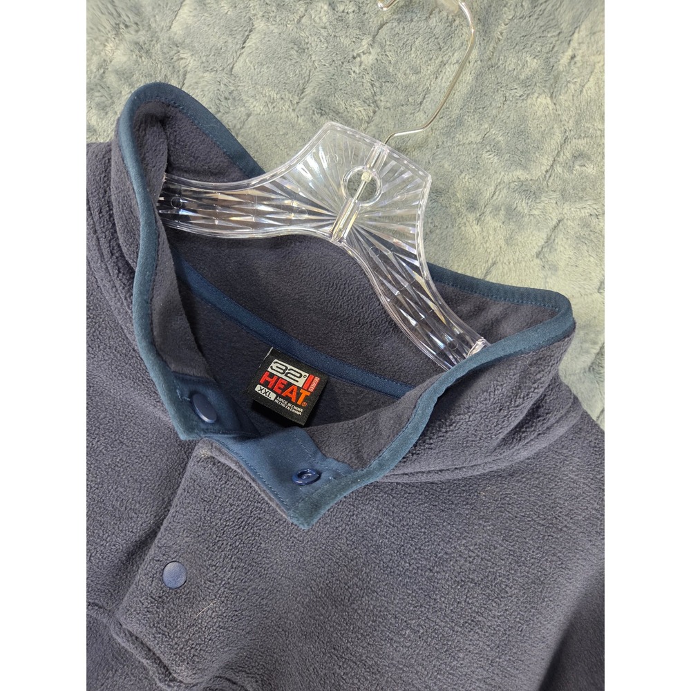 32 Degrees Heat Mens XXL Navy Blue Fleece Snap Mock Neck Pullover Sweater